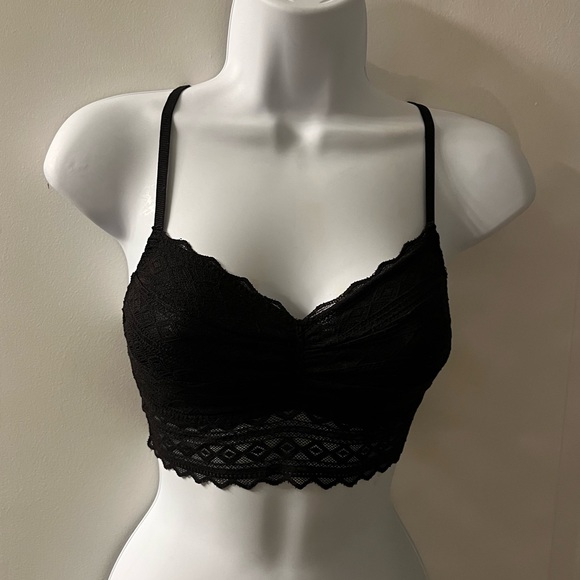 Victorias Secret Pink Black Geometric Lace Bralette - Picture 1 of 5